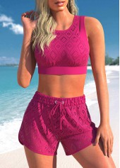 High Waisted Lace Hot Pink Bikini Set