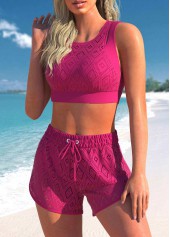 High Waisted Lace Hot Pink Bikini Set