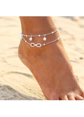 Pearl Detail Silvery White Bow Anklets