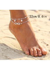 Pearl Detail Silvery White Bow Anklets