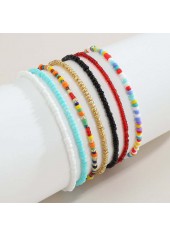 Multi Color Round Plastic Detail Anklet Set