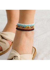 Multi Color Round Plastic Detail Anklet Set