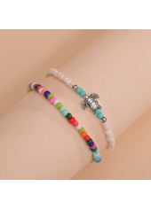 Geometric Pattern Plastic Detail Multi Color Anklet Set