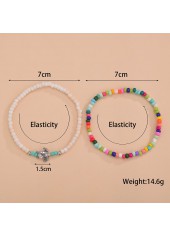 Geometric Pattern Plastic Detail Multi Color Anklet Set