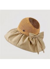 Light Camel Visor Straw Detail Hat