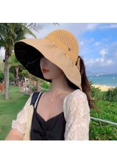 Light Camel Visor Straw Detail Hat