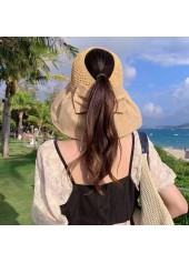 Light Camel Visor Straw Detail Hat