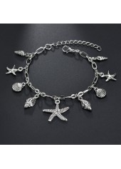 Silver Star Geometric Pattern Metal Detail Anklet