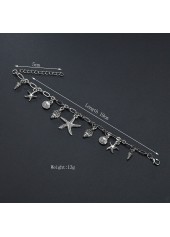 Silver Star Geometric Pattern Metal Detail Anklet