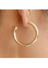 Gold Geometric Pattern Metal Detail Round Earrings