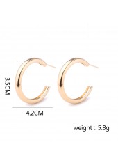 Gold Geometric Pattern Metal Detail Round Earrings