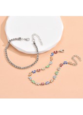 Multi Color Butterfly Geometric Pattern Anklet Set