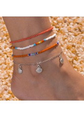 Geometric Pattern Multi Color Plastic Detail Anklet Set
