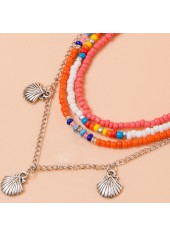 Geometric Pattern Multi Color Plastic Detail Anklet Set