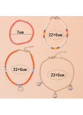 Geometric Pattern Multi Color Plastic Detail Anklet Set