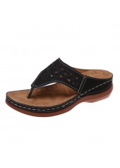 Black Toe Post Falt Flip Slippers