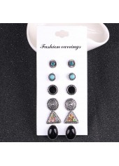 Metal Detail Multi Color Geometric Pattern Earring Set