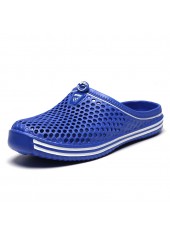 Dark Blue Hollow Round Toe Falt Sliders