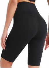 Black Elastic Waist High Waisted Short Leggings