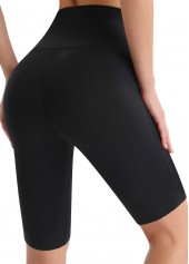Black Elastic Waist High Waisted Short Leggings