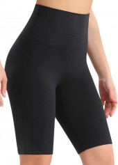 Black Elastic Waist High Waisted Short Leggings