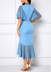 Round Neck Lace Sky Blue Bodycon Dress