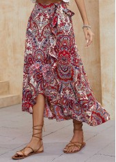 Tribal Print Split Multi Color Skirt