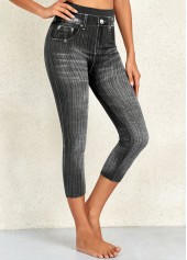 Dark Grey Marl Elastic Waist High Waisted Leggings