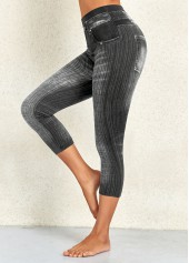 Dark Grey Marl Elastic Waist High Waisted Leggings