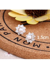 Pearl Detail White Geometric Pattern Earrings