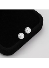Pearl Detail White Round Geometric Pattern Earrings