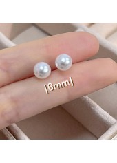 Pearl Detail White Round Geometric Pattern Earrings