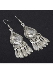 Silver Metal Asymmetry Teardrop Design Earrings