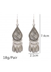 Silver Metal Asymmetry Teardrop Design Earrings