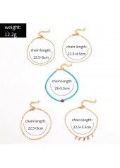 Geometric Pattern Golden Metal Detail Anklet Set