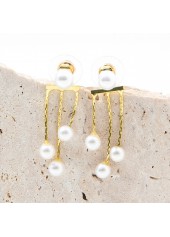 Pearl Detail Geometric Pattern White Earrings