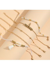 Tassel Golden Geometric Pattern Anklet Set