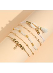Tassel Golden Geometric Pattern Anklet Set