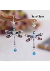 Dragonfly Design Multi Color Rhinestone Earrings