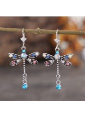 Dragonfly Design Multi Color Rhinestone Earrings