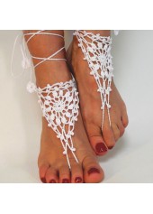 Lace Up Weave White Triangle Anklet Set