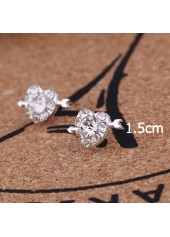 Rhinestone Arrow Detail Silver Heart Earrings