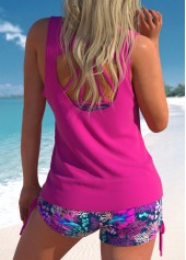 High Waisted Three-piece Hot Pink Tankini Set