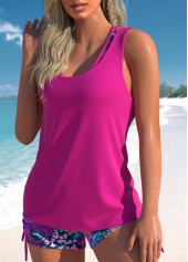 High Waisted Three-piece Hot Pink Tankini Set