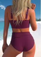 High Waisted Dark Reddish Purple Bikini Set