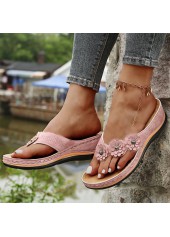 Pink Open Toe Low Heel Flip Flops