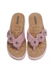 Pink Open Toe Low Heel Flip Flops