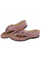 Pink Open Toe Low Heel Flip Flops