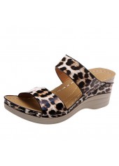 Dark Camel Leopard Open Toe Low Heel Sliders