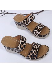 Dark Camel Leopard Open Toe Low Heel Sliders